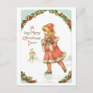 A Very Merry Christmas Dear Holiday Postcard