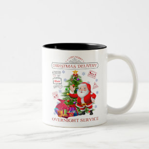 A Very Merry Christmas Delivery Overnight Service Two-Tone Coffee Mug