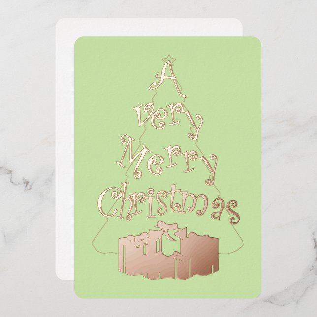 A Very Merry Christmas Foil Holiday Card (Front/Back)