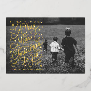 A Very Merry Christmas Hand-Lettering Photo Card 