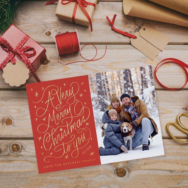 A Very Merry Christmas Hand-Lettering Photo Card (Creator Uploaded)