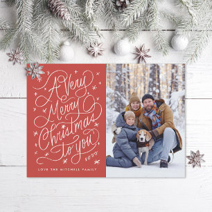 A Very Merry Christmas Hand-Lettering Photo Holiday Card