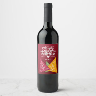 A Very Merry Christmas   Stylized Trees   Editable Wine Label