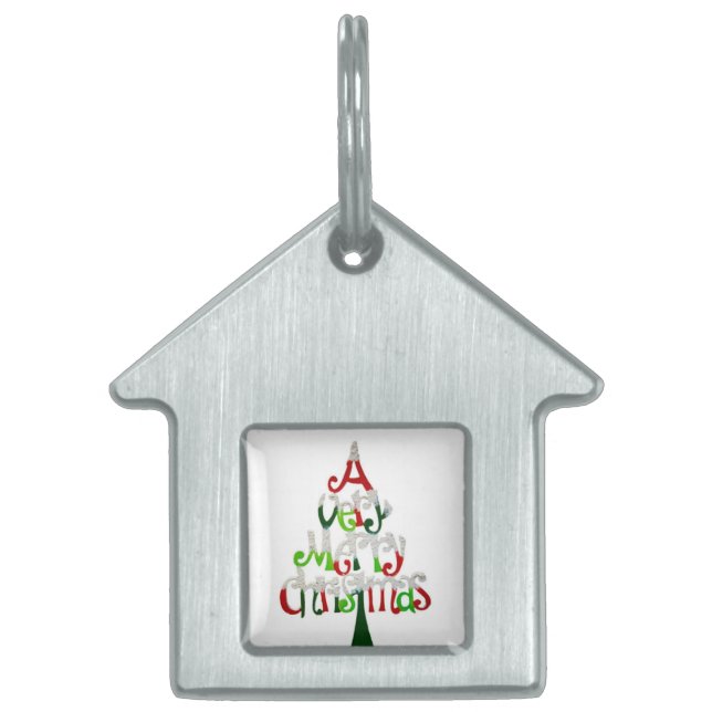 A Very Merry Christmas Tree Pet ID Tag (Front)