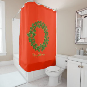 A Very Merry Christmas Wreath Shower Curtain