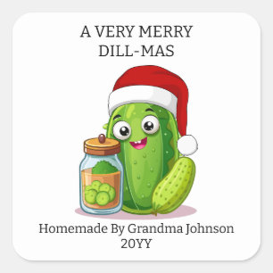 A Very Merry Dill-Mas Christmas Holiday Jar Square Sticker