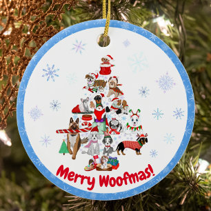 A Very Merry Doggie Christmas Ceramic Tree Decoration