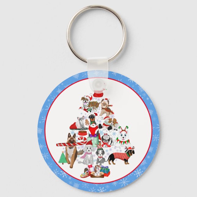 A Very Merry Doggie Christmas  Key Ring (Front)
