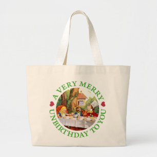 A VERY MERRY UNBIRTHDAY TO YOU! LARGE TOTE BAG
