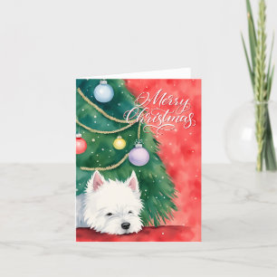 A very merry Westie dog Christmas Holiday Card