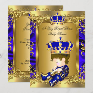 A Very Royal Prince Baby Shower Brunette Baby Invitation