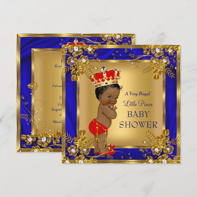 A Very Royal Prince Baby Shower Ethnic Invitation (Front/Back)