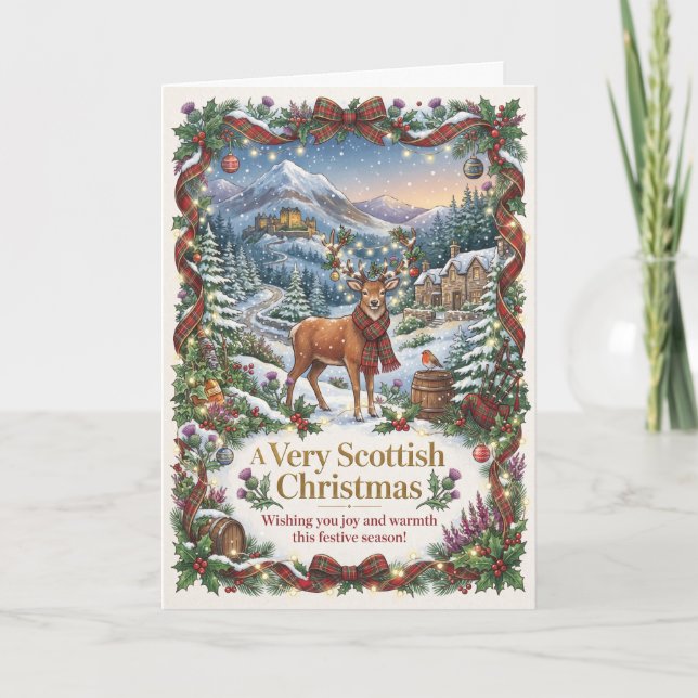 A Very Scottish Christmas Stag Card (Front)