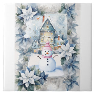 A VERY SNOWY CHRISTMAS GREETING TILE
