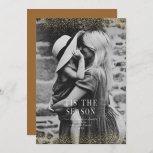 A Very Sparkly Merry Christmas Glitter Gold Photo Invitation