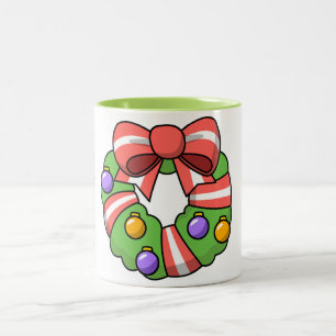 A VERY SPECIAL "CHRISTMAS WREATH MUG" Two-Tone COFFEE MUG