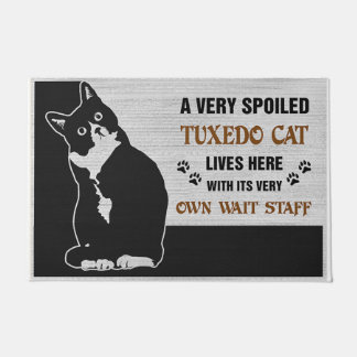 A Very Spoiled Tuxedo Cat Doormat, Welcome Mat