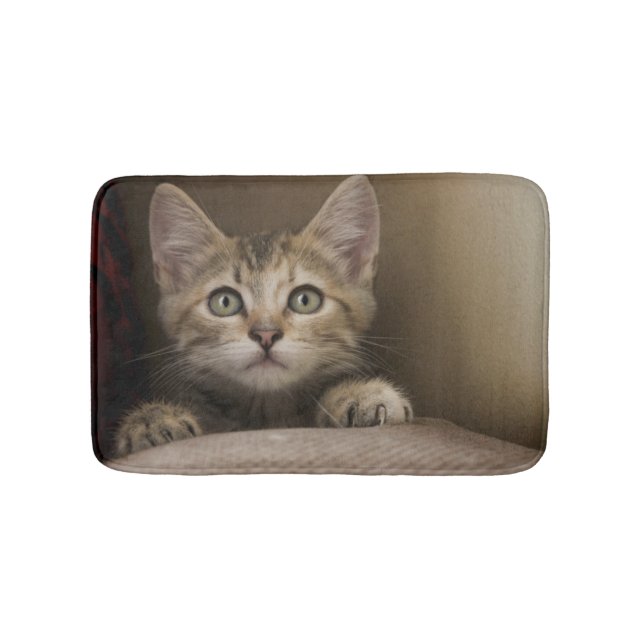 A Very Sweet Tabby Kitten Bath Mat (Front)