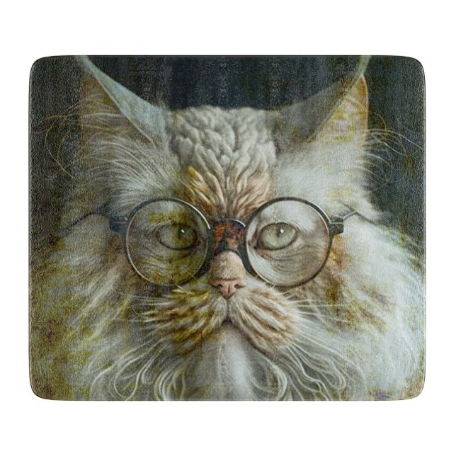 A very wise cat.  cutting board (Front)