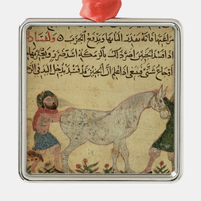 A veterinarian helping a mare to give birth metal tree decoration (Front)