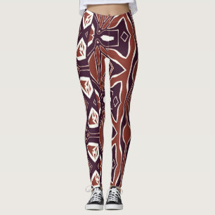 A vibrant abstract brown "Ratti_Creative_Arts" Leggings