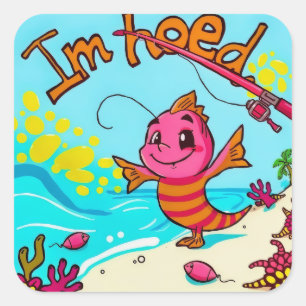 A Vibrant Adventure by the Shore Square Sticker