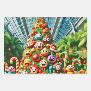 A vibrant and whimsical Christmas tree Wrapping Paper Sheet