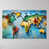 A Vibrant, Artistic Map of the World