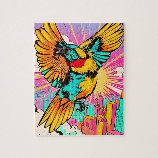 A vibrant bird soaring high jigsaw puzzle (Vertical)