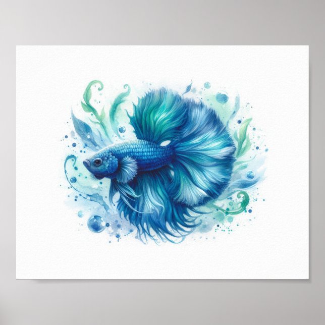 A Vibrant Blue Betta Fish Print (Front)
