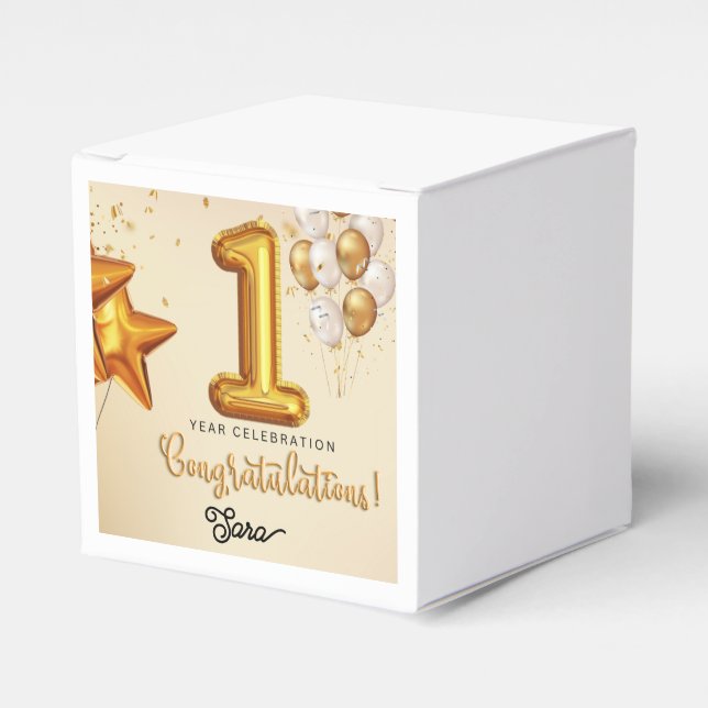 A Vibrant Celebration of one year Favour Box (Front Side)