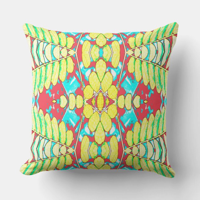 A vibrant colourful classic fabric pattern design  cushion (Front)