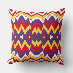 A vibrant colourful classic zigzag pattern design cushion