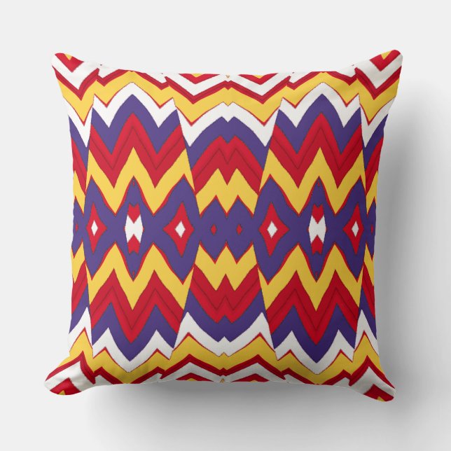 A vibrant colourful classic zigzag pattern design  cushion (Front)