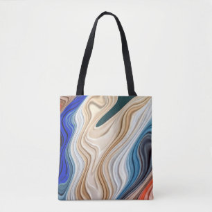 A vibrant colourful fabric groovy pattern tote ba
