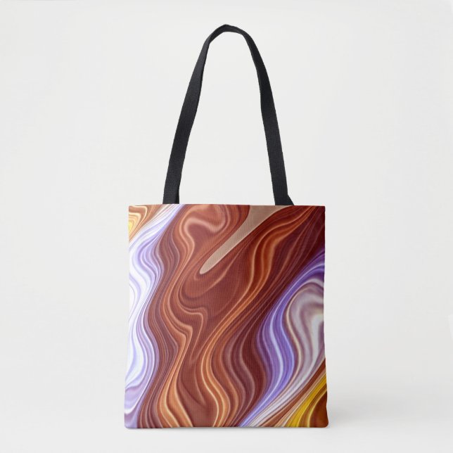 A vibrant colourful fabric groovy pattern  tote ba bag (Front)