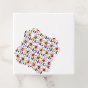 A vibrant design featuring yellow and orange creat favour tags