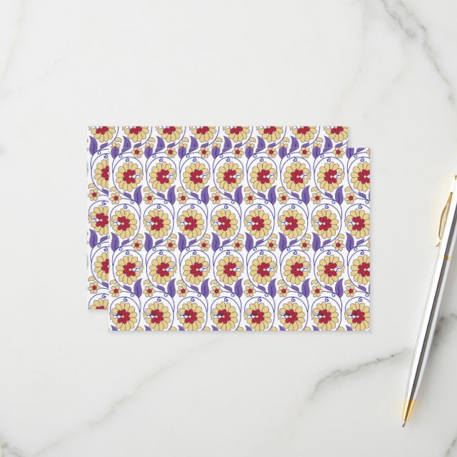 A vibrant design featuring yellow and orange creat RSVP card (Front/Back In Situ)