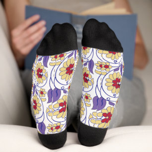 A vibrant design featuring yellow and orange creat socks