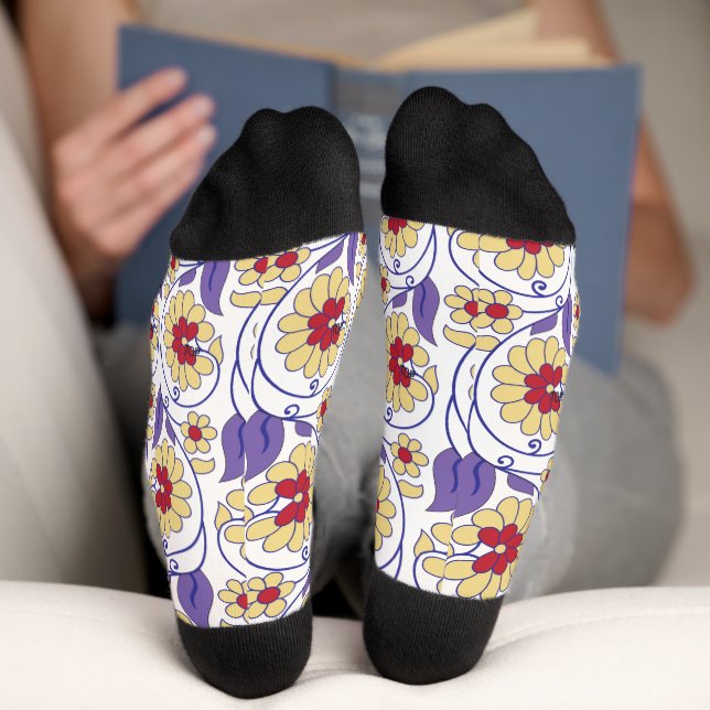 A vibrant design featuring yellow and orange creat socks (Bottom)