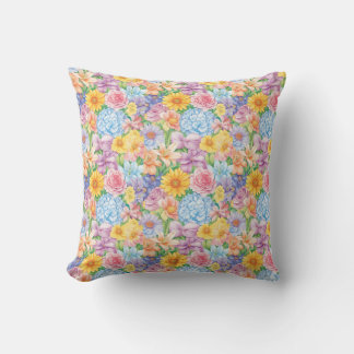  A vibrant detailed illustration of various flower Cushion