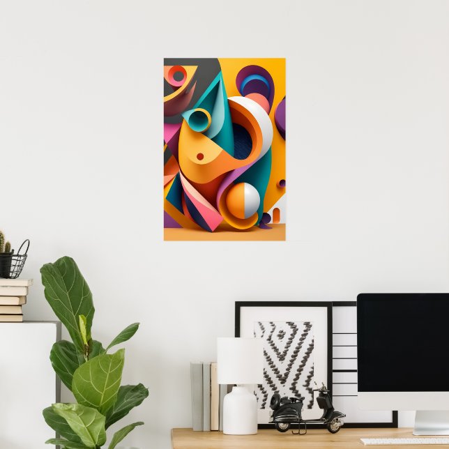 A Vibrant Exploration of Colourful Shapes Poster (Home Office)