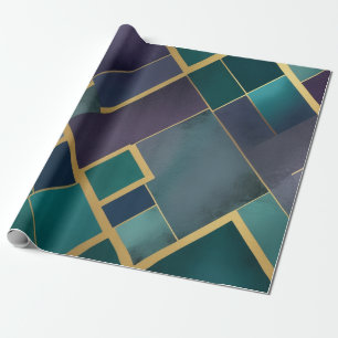 a vibrant geometric pattern shades blue purple wrapping paper