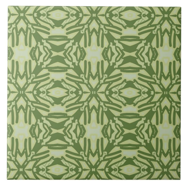 A vibrant green colour classic pattern   tile (Front)