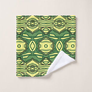 A vibrant green yellow fabric pattern design bath towel set