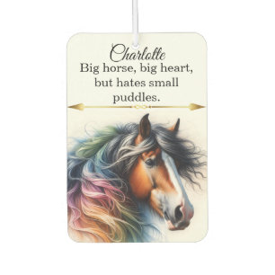 A vibrant horse with rainbow mane. car air freshener
