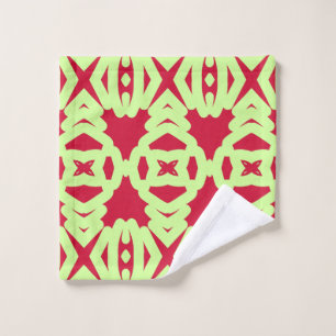 A vibrant lemon & red  fabric print pattern  bath towel set