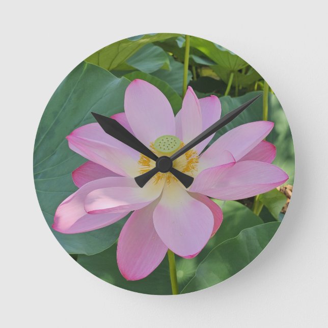 A vibrant lotus flower round clock (Front)