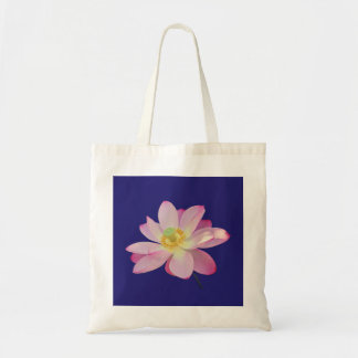 A vibrant lotus flower tote bag