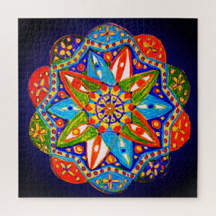 A vibrant mandala jigsaw puzzle